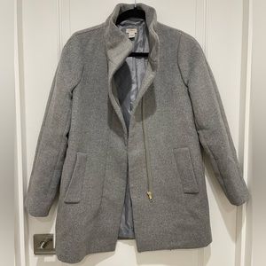 JCrew Grey Wool City Coat with Gold Zipper